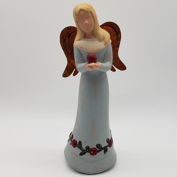 Mind Spring Gentle Souls Wooden 2002 Wisdom Angel Copper Winged Figurine AS IS - Picture 8 of 9
